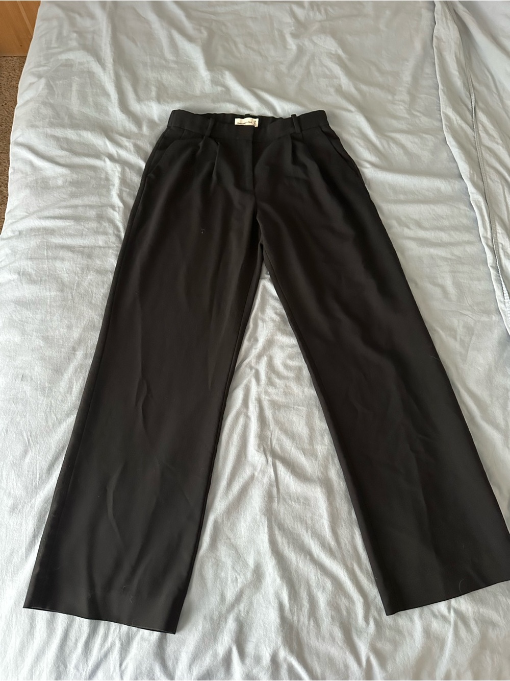 Abercrombie & Fitch Black Mid-Rise Wide-Leg Sloane Pants